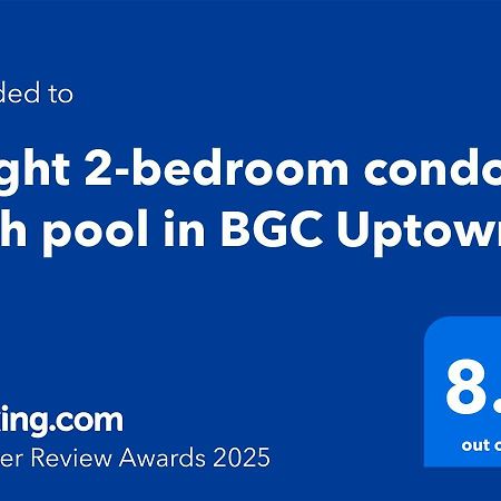 Bright 2-Bedroom Condo With Pool In Bgc Uptown Манила Экстерьер фото